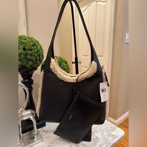 Coach Handbags - Coach - Shearling Brooklyn 28 NWT - Black Leather & Shearling w/Removable Pouch